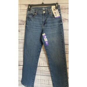 NWT Jordache Jeans Girls 12 Blue Blue Slim Straight Leg baggy Stretch Adj waist